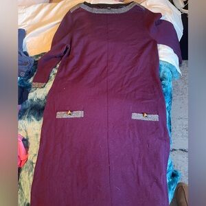 Purple Midi Dress with Silver Accents and Pockets